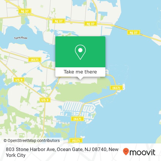 Mapa de 803 Stone Harbor Ave, Ocean Gate, NJ 08740