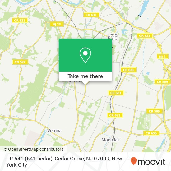 Mapa de CR-641 (641 cedar), Cedar Grove, NJ 07009