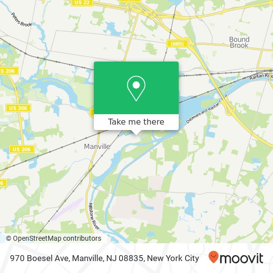Mapa de 970 Boesel Ave, Manville, NJ 08835