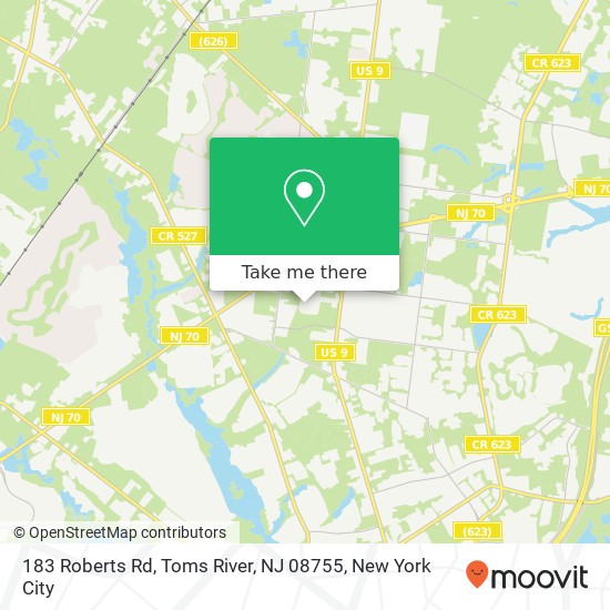 Mapa de 183 Roberts Rd, Toms River, NJ 08755
