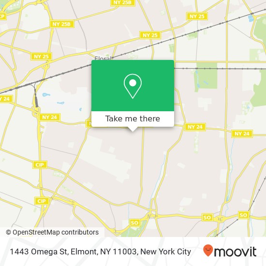 Mapa de 1443 Omega St, Elmont, NY 11003