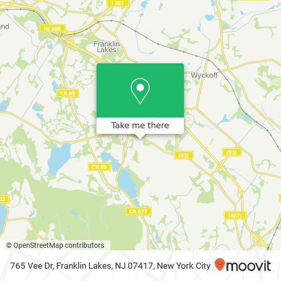 Mapa de 765 Vee Dr, Franklin Lakes, NJ 07417