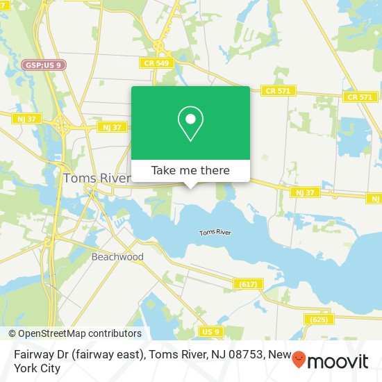 Mapa de Fairway Dr (fairway east), Toms River, NJ 08753