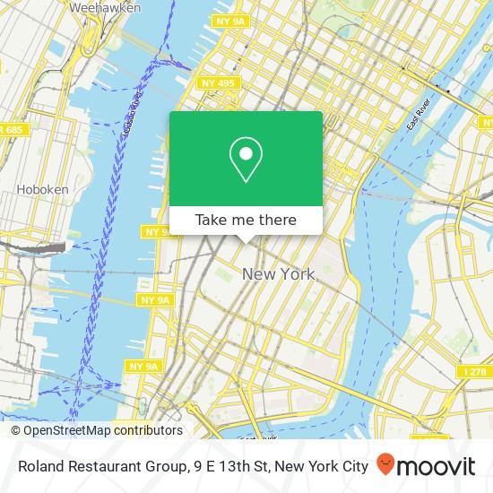 Mapa de Roland Restaurant Group, 9 E 13th St