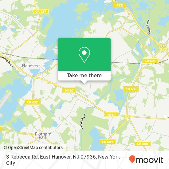 Mapa de 3 Rebecca Rd, East Hanover, NJ 07936