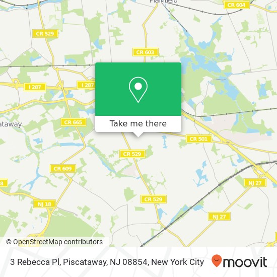 Mapa de 3 Rebecca Pl, Piscataway, NJ 08854