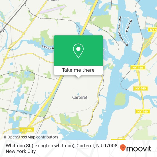 Mapa de Whitman St (lexington whitman), Carteret, NJ 07008