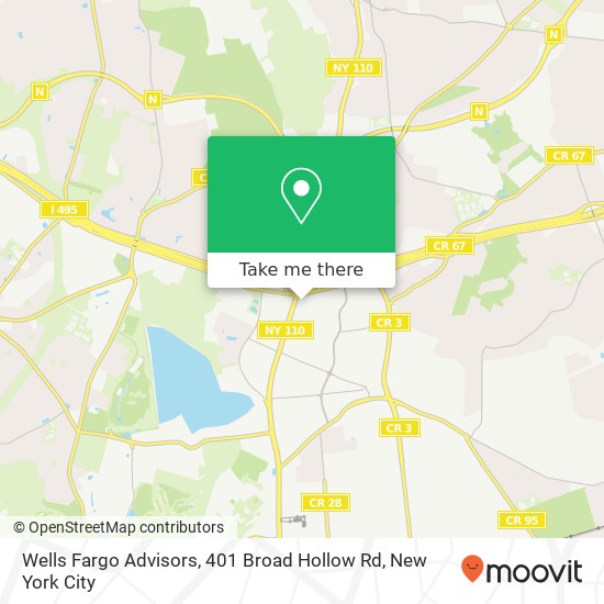 Mapa de Wells Fargo Advisors, 401 Broad Hollow Rd