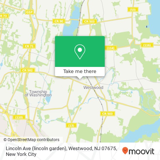 Mapa de Lincoln Ave (lincoln garden), Westwood, NJ 07675