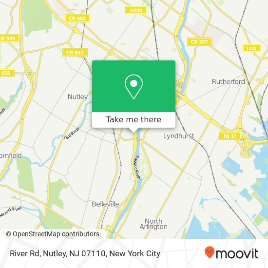 Mapa de River Rd, Nutley, NJ 07110