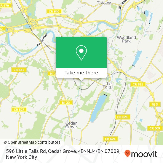 596 Little Falls Rd, Cedar Grove, <B>NJ< / B> 07009 map