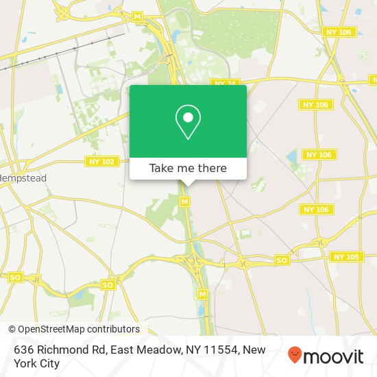 Mapa de 636 Richmond Rd, East Meadow, NY 11554