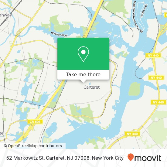 Mapa de 52 Markowitz St, Carteret, NJ 07008