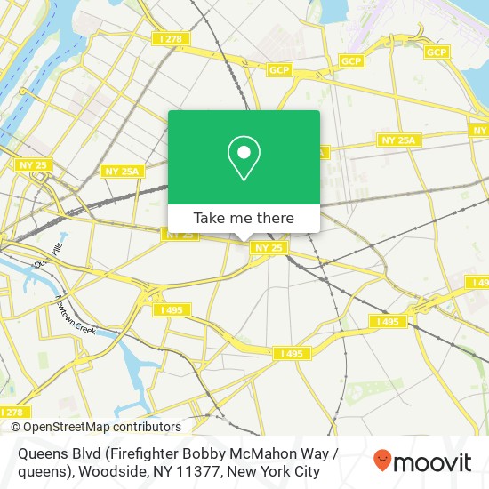 Mapa de Queens Blvd (Firefighter Bobby McMahon Way / queens), Woodside, NY 11377