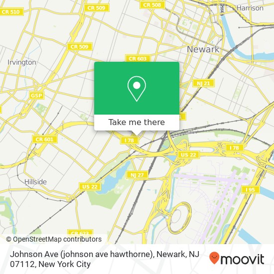 Johnson Ave (johnson ave hawthorne), Newark, NJ 07112 map