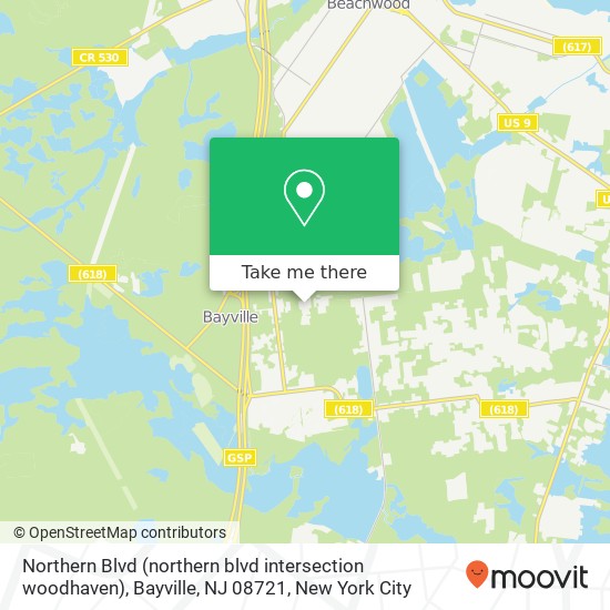 Northern Blvd (northern blvd intersection woodhaven), Bayville, NJ 08721 map
