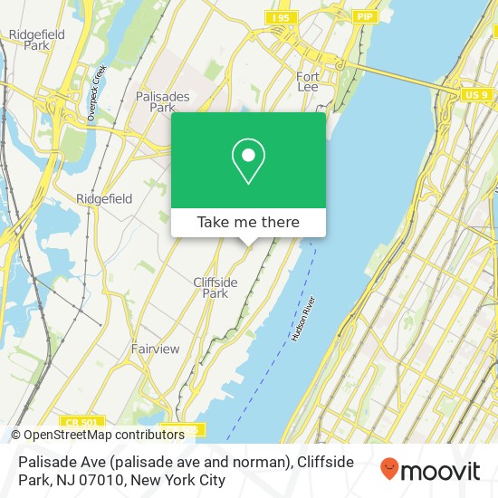 Palisade Ave (palisade ave and norman), Cliffside Park, NJ 07010 map