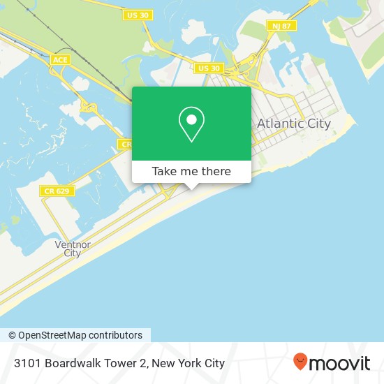 Mapa de 3101 Boardwalk Tower 2, Atlantic City, NJ 08401