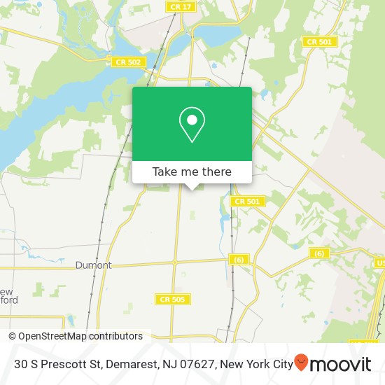 Mapa de 30 S Prescott St, Demarest, NJ 07627