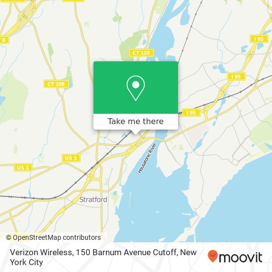 Verizon Wireless, 150 Barnum Avenue Cutoff map