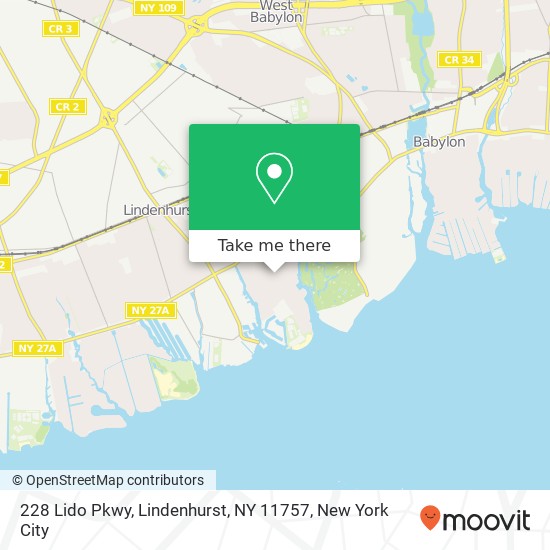 Mapa de 228 Lido Pkwy, Lindenhurst, NY 11757