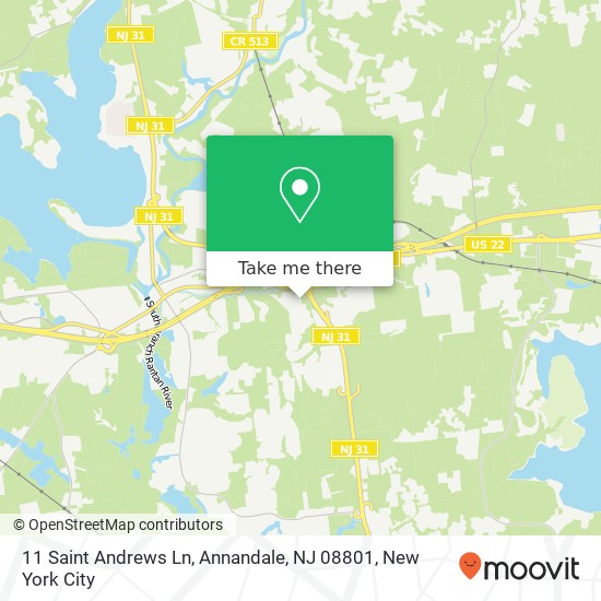 Mapa de 11 Saint Andrews Ln, Annandale, NJ 08801