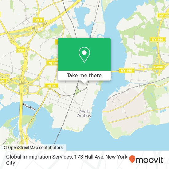 Mapa de Global Immigration Services, 173 Hall Ave