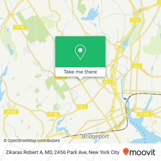 Mapa de Zikaras Robert A, MD, 2456 Park Ave