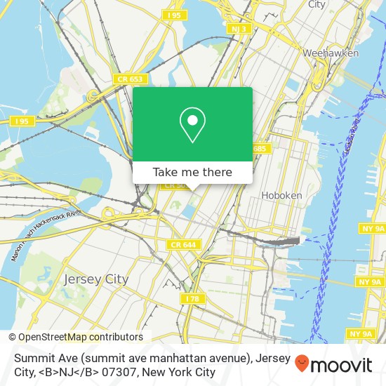 Summit Ave (summit ave manhattan avenue), Jersey City, <B>NJ< / B> 07307 map