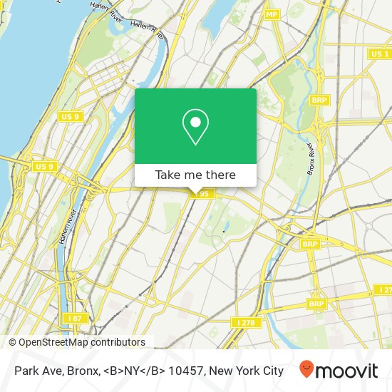 Mapa de Park Ave, Bronx, <B>NY< / B> 10457