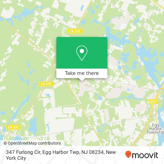 Mapa de 347 Furlong Cir, Egg Harbor Twp, NJ 08234