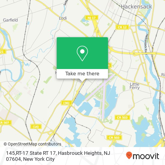 Mapa de 145,RT-17 State RT 17, Hasbrouck Heights, NJ 07604