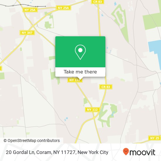 Mapa de 20 Gordal Ln, Coram, NY 11727
