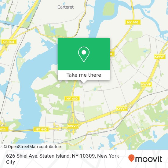 Mapa de 626 Shiel Ave, Staten Island, NY 10309