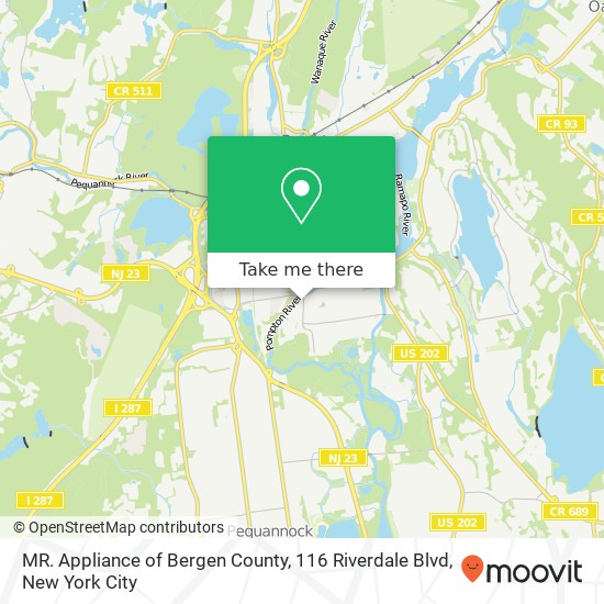 Mapa de MR. Appliance of Bergen County, 116 Riverdale Blvd