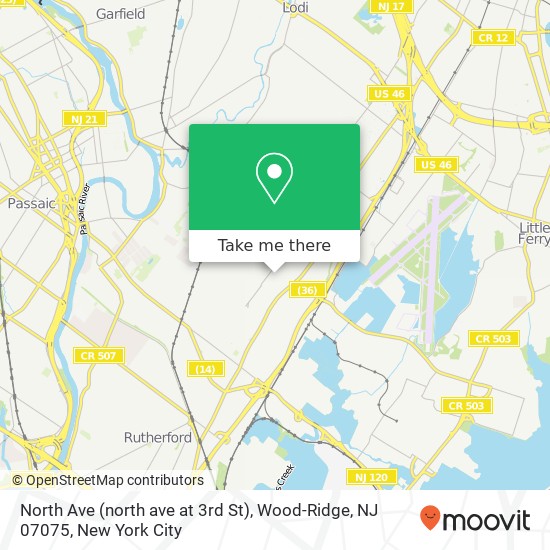 Mapa de North Ave (north ave at 3rd St), Wood-Ridge, NJ 07075