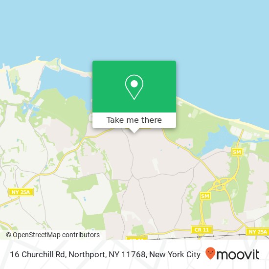 Mapa de 16 Churchill Rd, Northport, NY 11768