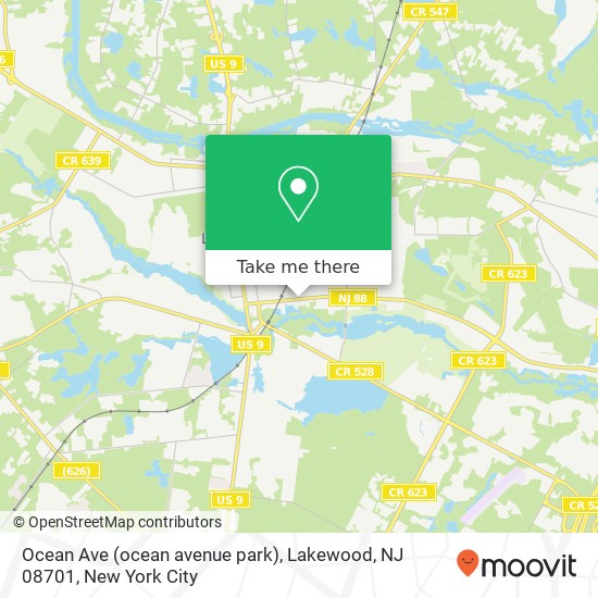 Mapa de Ocean Ave (ocean avenue park), Lakewood, NJ 08701