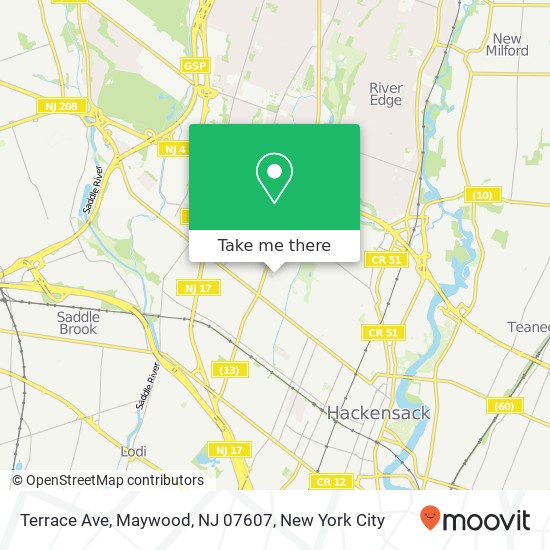 Mapa de Terrace Ave, Maywood, NJ 07607