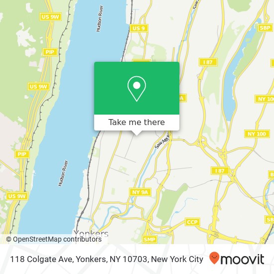 Mapa de 118 Colgate Ave, Yonkers, NY 10703