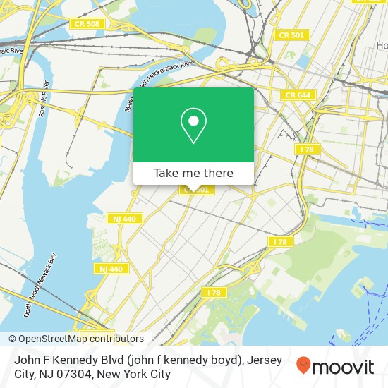 Mapa de John F Kennedy Blvd (john f kennedy boyd), Jersey City, NJ 07304