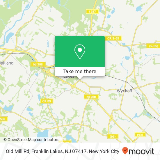 Mapa de Old Mill Rd, Franklin Lakes, NJ 07417