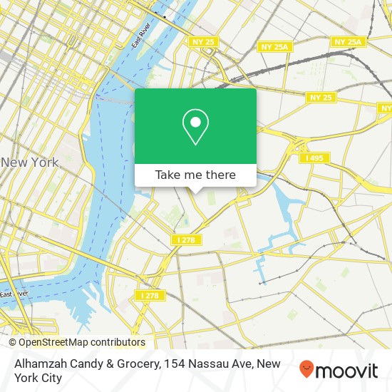 Mapa de Alhamzah Candy & Grocery, 154 Nassau Ave