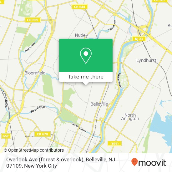 Overlook Ave (forest & overlook), Belleville, NJ 07109 map
