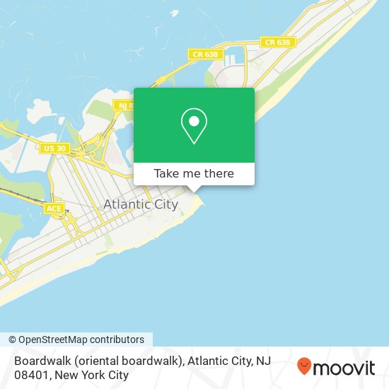 Mapa de Boardwalk (oriental boardwalk), Atlantic City, NJ 08401