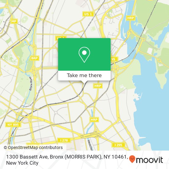 Mapa de 1300 Bassett Ave, Bronx (MORRIS PARK), NY 10461
