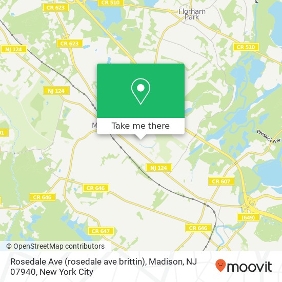 Mapa de Rosedale Ave (rosedale ave brittin), Madison, NJ 07940