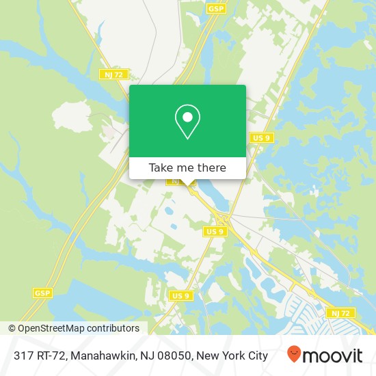 Mapa de 317 RT-72, Manahawkin, NJ 08050