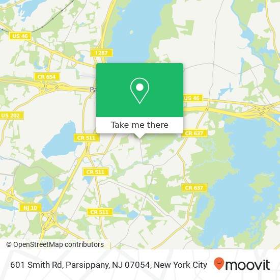 Mapa de 601 Smith Rd, Parsippany, NJ 07054