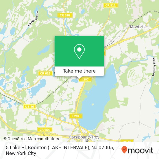Mapa de 5 Lake Pl, Boonton (LAKE INTERVALE), NJ 07005